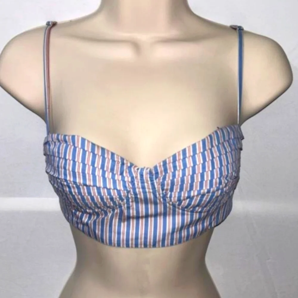 Zara Striped Structured Crop Top, Size Small - Picture 1 of 3